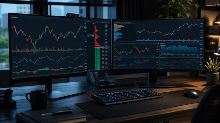 MetaTrader 5 桌面工作区与图表窗口示意图